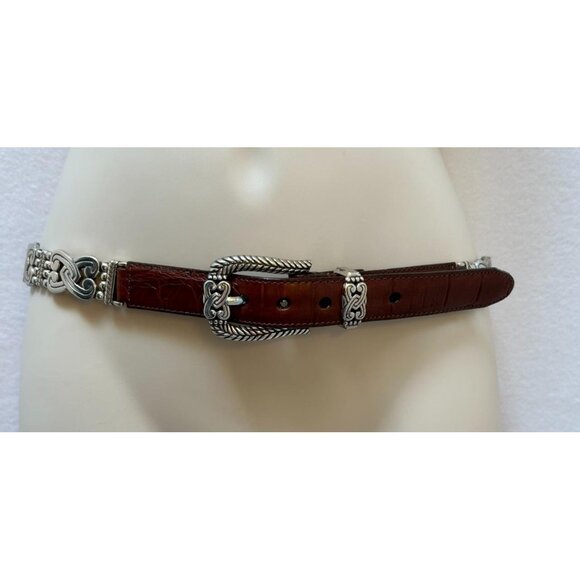 Brighton Belt M 30 Brown Leather Silver Links Southwest Western main image 4